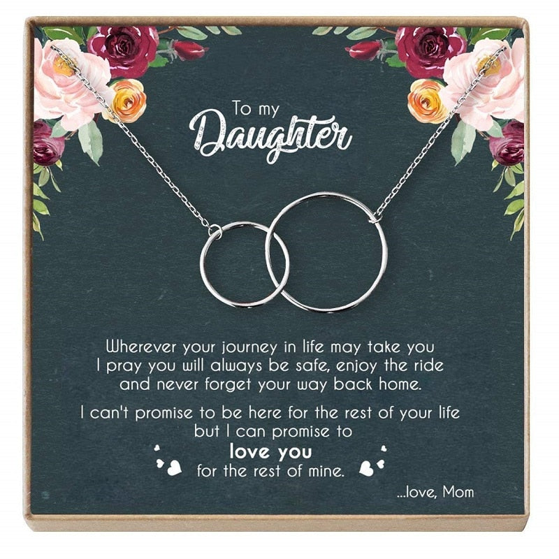 Rose Gold Necklace Women Infinity Double Circles Pendant  Two Interlocking Choker Necklaces & Pendant For Daughter From Mom