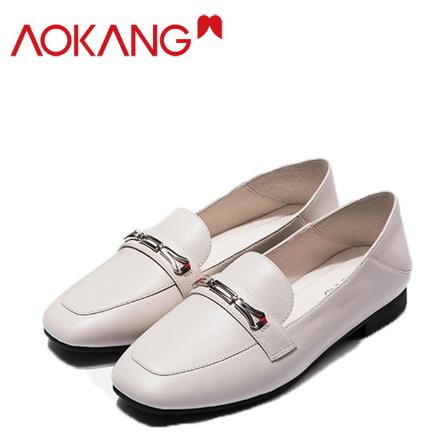 AOKANG 2019 women's offical Dress Shoes genuine leather business slip-on chain horse formal men shoes