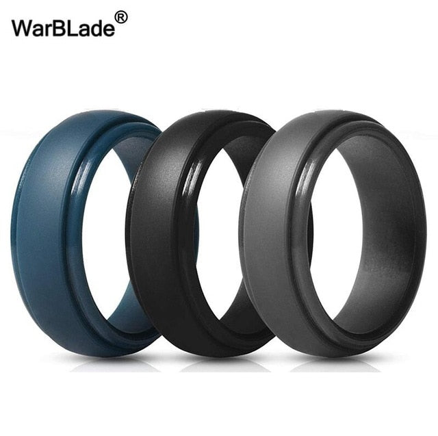 WarBLade New Food Grade FDA Silicone Rings Men Wedding Rubber Bands Hypoallergenic Flexible Antibacterial Silicone Finger Ring
