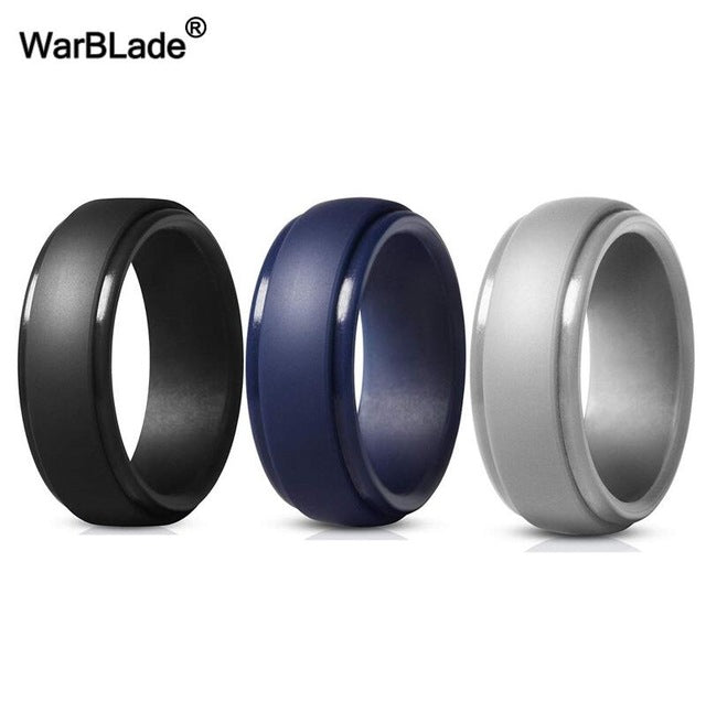 WarBLade New Food Grade FDA Silicone Rings Men Wedding Rubber Bands Hypoallergenic Flexible Antibacterial Silicone Finger Ring