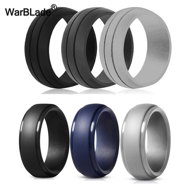 WarBLade New Food Grade FDA Silicone Rings Men Wedding Rubber Bands Hypoallergenic Flexible Antibacterial Silicone Finger Ring