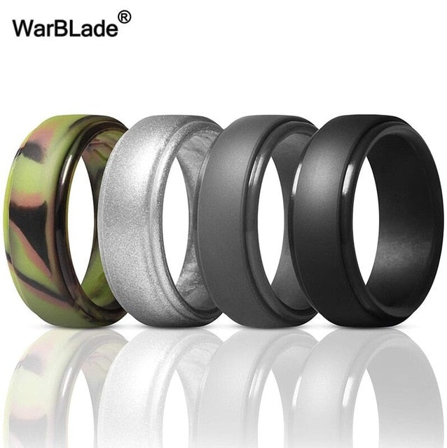 WarBLade New Food Grade FDA Silicone Rings Men Wedding Rubber Bands Hypoallergenic Flexible Antibacterial Silicone Finger Ring