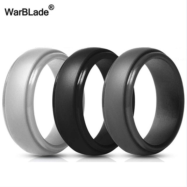 WarBLade New Food Grade FDA Silicone Rings Men Wedding Rubber Bands Hypoallergenic Flexible Antibacterial Silicone Finger Ring