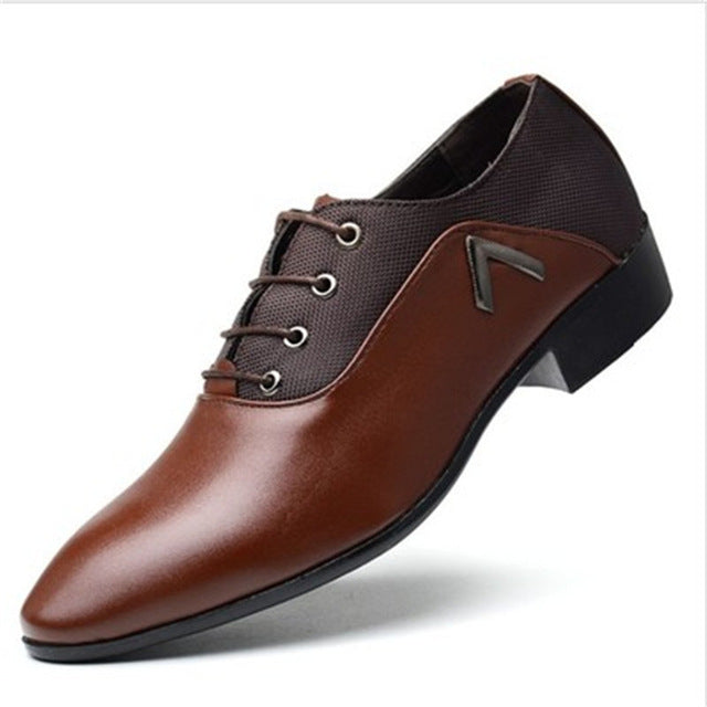 2019 Newest Men Dress Shoes Designer Business Office Lace-Up Loafers Casual Driving Shoes Men's Flat Party Leather Dance Shoes