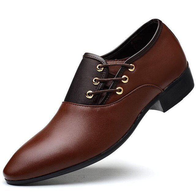 2019 Newest Men Dress Shoes Designer Business Office Lace-Up Loafers Casual Driving Shoes Men's Flat Party Leather Dance Shoes