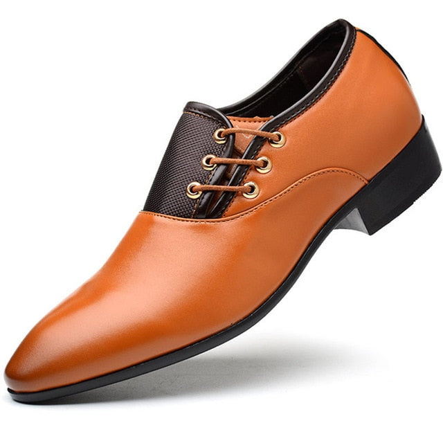 2019 Newest Men Dress Shoes Designer Business Office Lace-Up Loafers Casual Driving Shoes Men's Flat Party Leather Dance Shoes