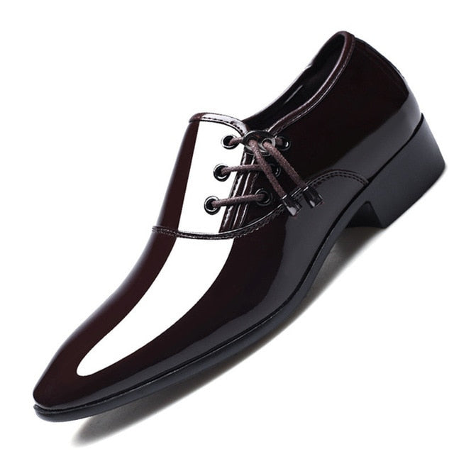2019 Newest Men Dress Shoes Designer Business Office Lace-Up Loafers Casual Driving Shoes Men's Flat Party Leather Dance Shoes
