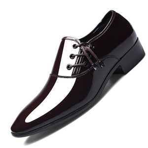 2019 Newest Men Dress Shoes Designer Business Office Lace-Up Loafers Casual Driving Shoes Men's Flat Party Leather Dance Shoes