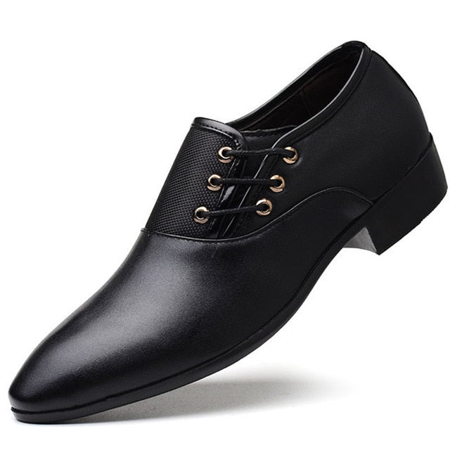 2019 Newest Men Dress Shoes Designer Business Office Lace-Up Loafers Casual Driving Shoes Men's Flat Party Leather Dance Shoes