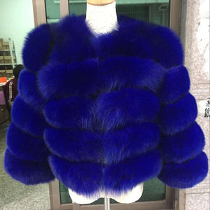 FURSARCAR 2019 Fashion Dark Gray Coat Short Real Fur Coat Women Natural Fox Fur Coats Winter Nine Quarter Sleeves Warm Clothing