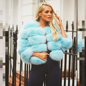 FURSARCAR 2019 Fashion Dark Gray Coat Short Real Fur Coat Women Natural Fox Fur Coats Winter Nine Quarter Sleeves Warm Clothing