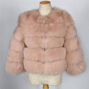 FURSARCAR 2019 Fashion Dark Gray Coat Short Real Fur Coat Women Natural Fox Fur Coats Winter Nine Quarter Sleeves Warm Clothing
