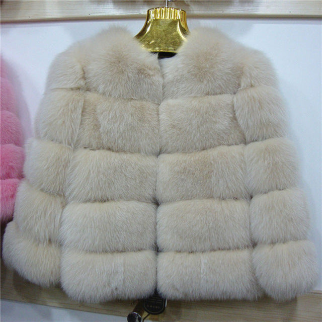FURSARCAR 2019 Fashion Dark Gray Coat Short Real Fur Coat Women Natural Fox Fur Coats Winter Nine Quarter Sleeves Warm Clothing