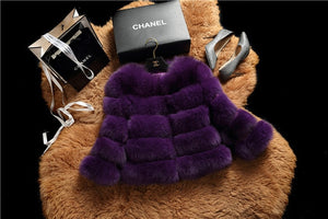 FURSARCAR 2019 Fashion Dark Gray Coat Short Real Fur Coat Women Natural Fox Fur Coats Winter Nine Quarter Sleeves Warm Clothing