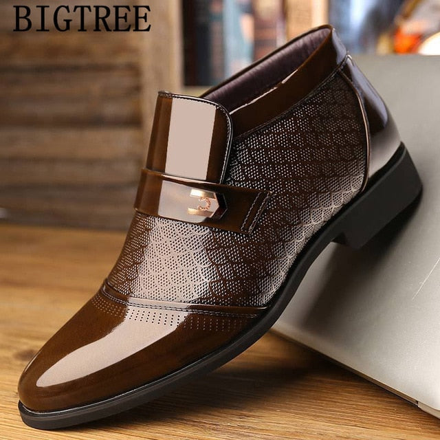 business shoes mens dress boots office shoes men classic patent leather winter boots men formal shoes luxury brand buty meskie