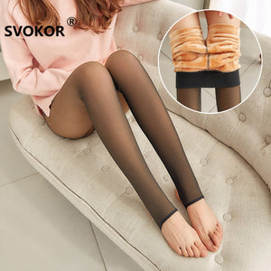 SVOKOR Winter Leggings Thick Legins Women  Through The Meat Warm Pants Women's Leggings Warm Mesh Leggins For Womens