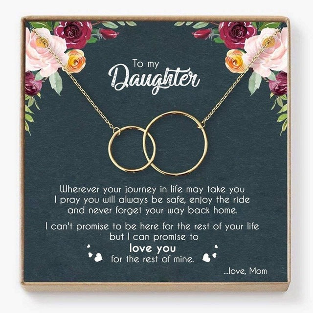 Rose Gold Necklace Women Infinity Double Circles Pendant  Two Interlocking Choker Necklaces & Pendant For Daughter From Mom