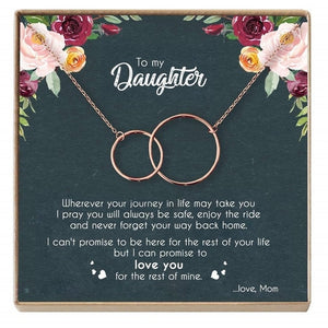 Rose Gold Necklace Women Infinity Double Circles Pendant  Two Interlocking Choker Necklaces & Pendant For Daughter From Mom