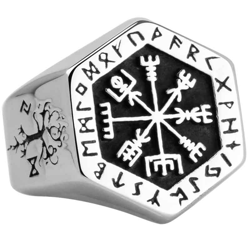 Vegvisir stainless steel  rings  for man  Nordic mythology Viking rune  Index Ring fashion jewelry