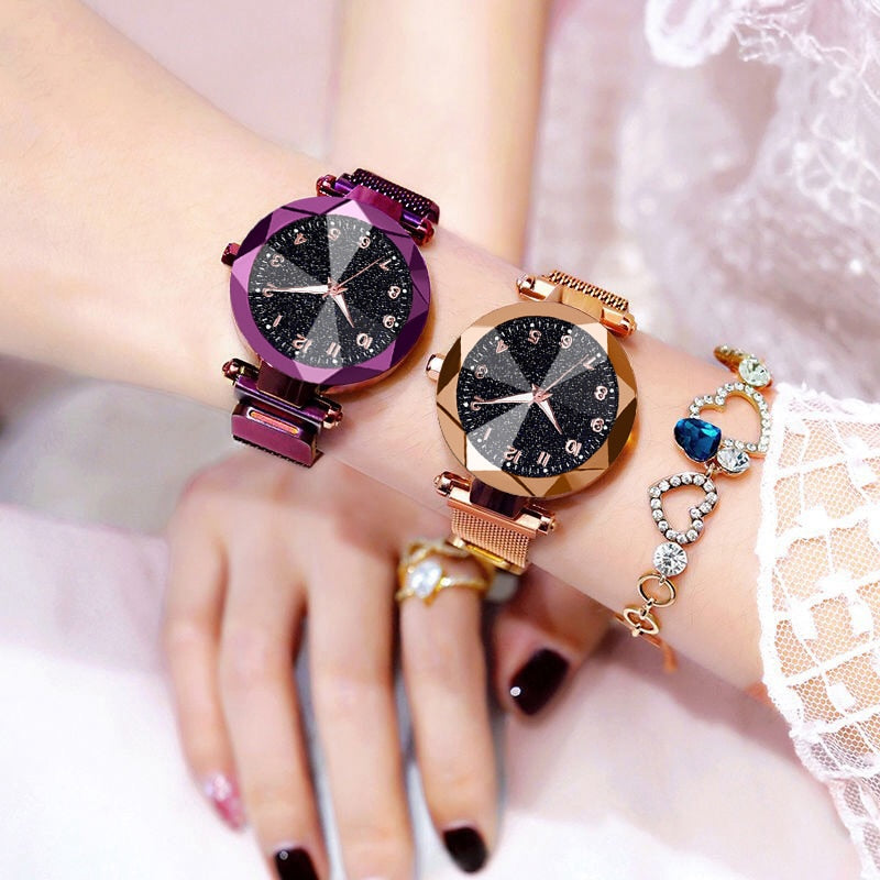 Women Watches 2019 Brand Luxury Bracelet Quartz Stainless Steel Band Magnet Buckle Starry Sky Wrist Watch Ladies Dress Clock