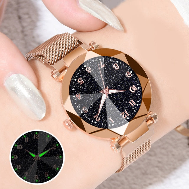 Women Watches 2019 Brand Luxury Bracelet Quartz Stainless Steel Band Magnet Buckle Starry Sky Wrist Watch Ladies Dress Clock