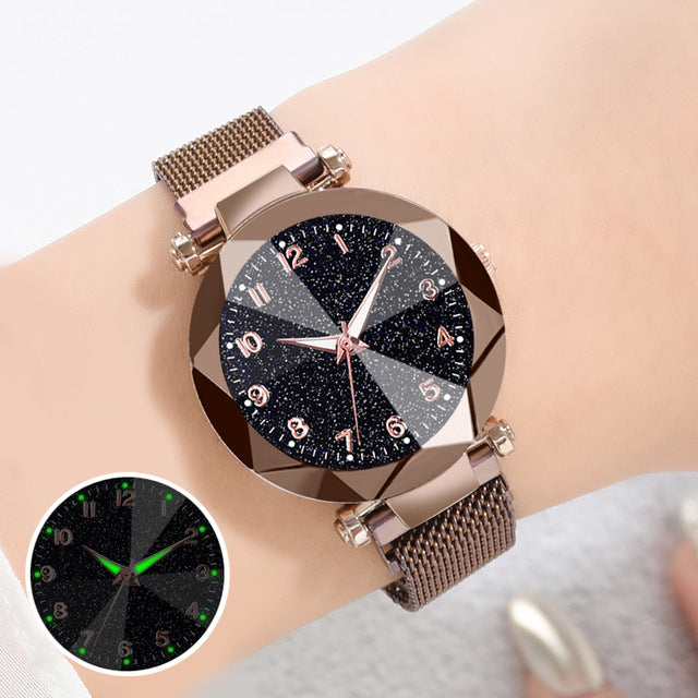 Women Watches 2019 Brand Luxury Bracelet Quartz Stainless Steel Band Magnet Buckle Starry Sky Wrist Watch Ladies Dress Clock