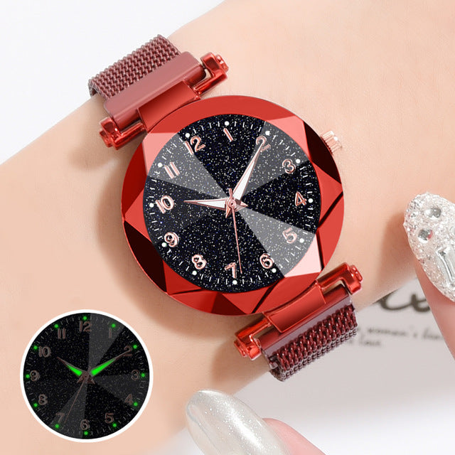 Women Watches 2019 Brand Luxury Bracelet Quartz Stainless Steel Band Magnet Buckle Starry Sky Wrist Watch Ladies Dress Clock