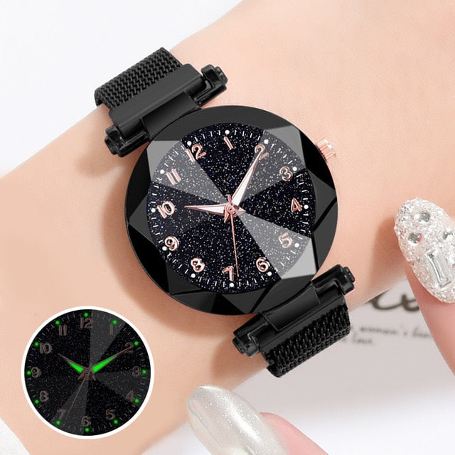 Women Watches 2019 Brand Luxury Bracelet Quartz Stainless Steel Band Magnet Buckle Starry Sky Wrist Watch Ladies Dress Clock