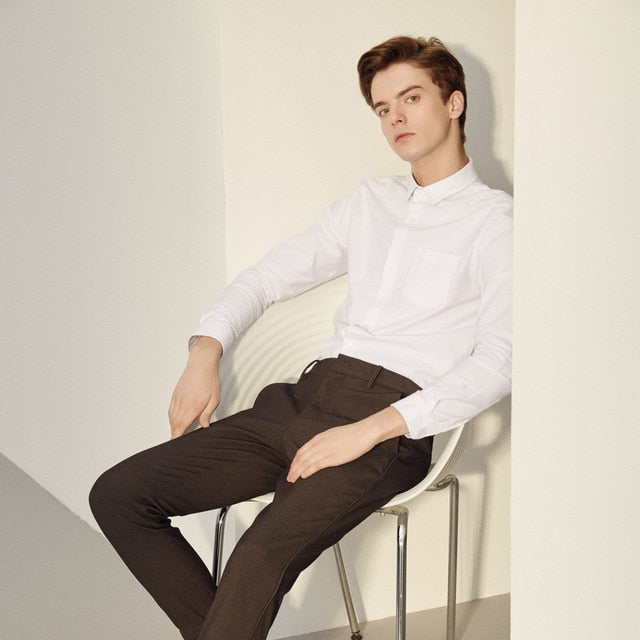 Metersbonwe Brand Men Smart Casual Shirts 2019 Spring Autumn Male Slim Long Sleeve shirts regular Cotton Male Basic tops