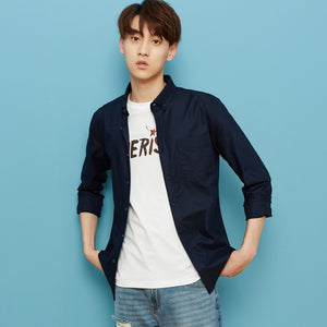Metersbonwe Brand Men Smart Casual Shirts 2019 Spring Autumn Male Slim Long Sleeve shirts regular Cotton Male Basic tops