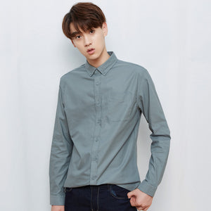 Metersbonwe Brand Men Smart Casual Shirts 2019 Spring Autumn Male Slim Long Sleeve shirts regular Cotton Male Basic tops