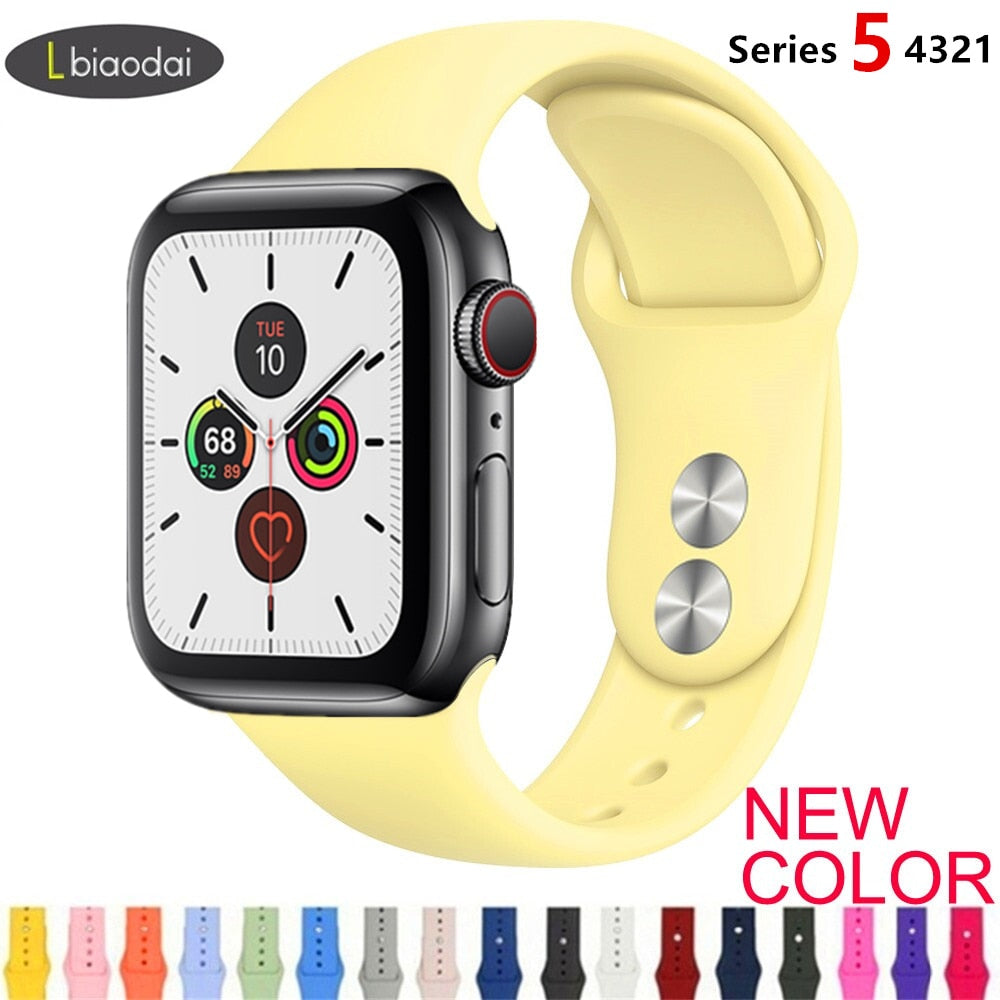 Strap For Apple Watch band 38mm 42mm iWatch 4 band 44mm 40mm Sport Silicone belt Bracelet Apple watch 5 4 3 2 strap Accessories