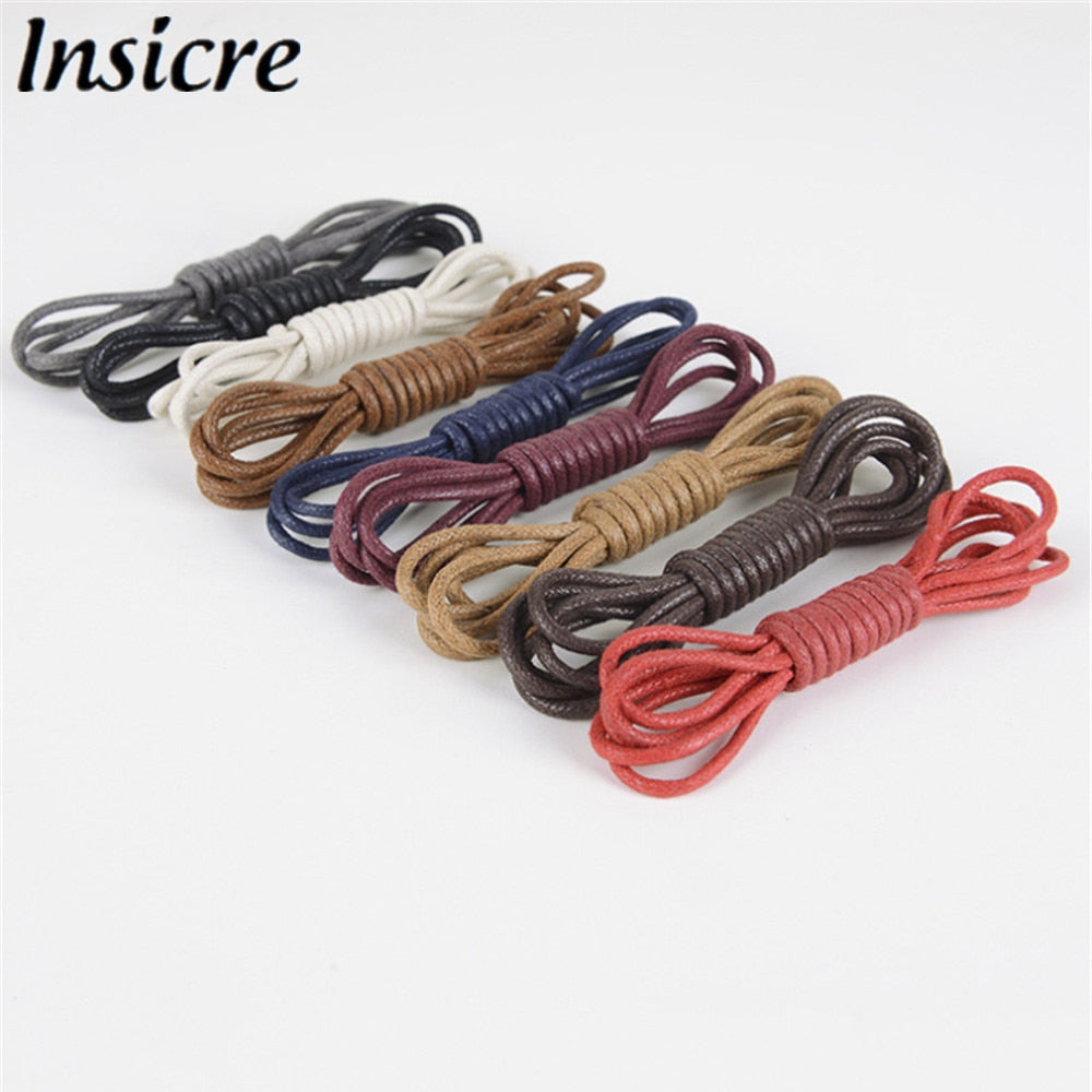 Insicre 60-160cm Round Waxed Coloured Shoelaces office men Leather Shoes Strings woman Boot Sport Shoe Laces Cord
