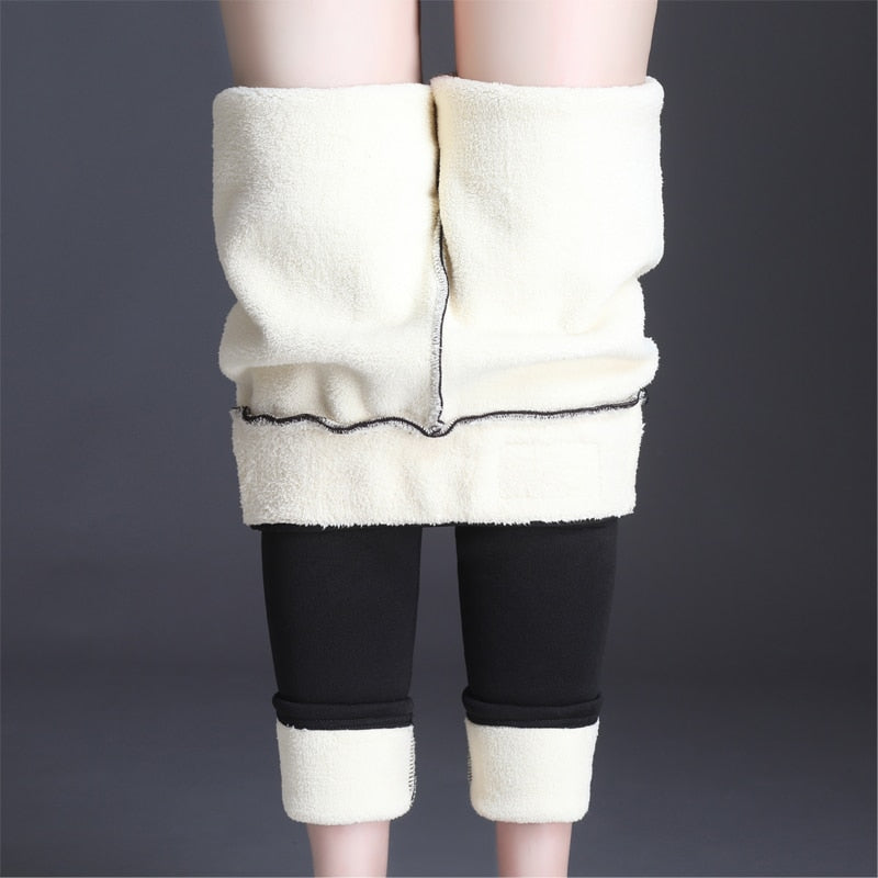 OUMENGK 2019 New Fashion High Waist Autumn Winter Women Thick Warm Elastic Pants Quality S-5XL Trousers Tight Type Pencil Pants