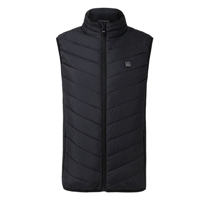 FALIZA USB Heated Vest Men Winter Heating Jacket Male Waistcoat Thermal Warm Clothing Feather Sleeveless Gilet Homme Vests MJ117