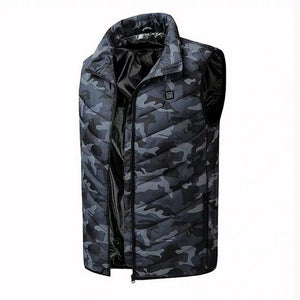 FALIZA USB Heated Vest Men Winter Heating Jacket Male Waistcoat Thermal Warm Clothing Feather Sleeveless Gilet Homme Vests MJ117