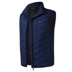 FALIZA USB Heated Vest Men Winter Heating Jacket Male Waistcoat Thermal Warm Clothing Feather Sleeveless Gilet Homme Vests MJ117