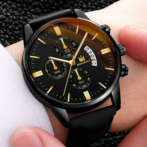 Relogio Masculino watches men fashion Sport box stainless steel leather band watch Quartz business wristwatch Reloj Hombre 2019