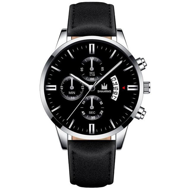 Relogio Masculino watches men fashion Sport box stainless steel leather band watch Quartz business wristwatch Reloj Hombre 2019