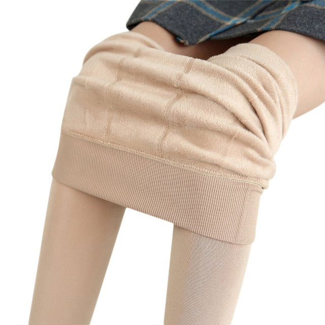 NORMOV Women Winter Slim Warm Leggins Knitter Thick Elastic Velvet Trouser High Waist Leggings Fitness Workout Pants Female