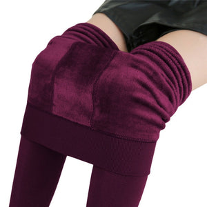 NORMOV Women Winter Slim Warm Leggins Knitter Thick Elastic Velvet Trouser High Waist Leggings Fitness Workout Pants Female