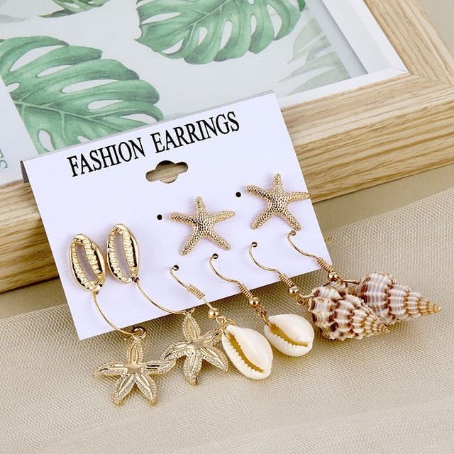 2019 Bohemian Leopard Acrylic Pearl Earrings Set for Women Fashion Geometry Tassel Handmade Earrings Jewelry Gift Set