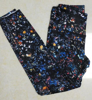 Monbeeph print leggings high waist pants Ankle-Length Pants 7/8 capris pants Pencil skinny Pants