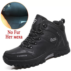 Brand Men Winter Snow Boots Warm Super Men High Quality Waterproof Leather Sneakers Outdoor Male Hiking Boots Work Shoes 39-47