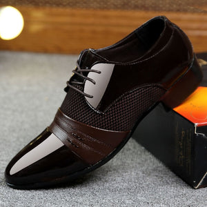 Big size china brand classic male Footwear Brown black White Push dress patent leather office Large Social elegant shoe for men