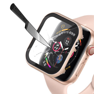 Glass+Frame matel case For Apple Watch 5 4 3 44mm 42mm iwatch band 40mm 38mm Metal bumper All-around screen protector frame