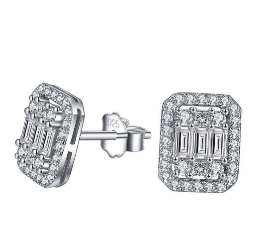 TSHOU105  TIFF 925 women square  sterling silver earrings  christmas gifts for women