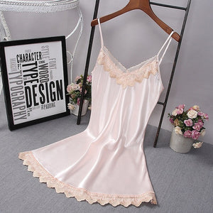 Women Sexy Lace Night Dress Lingerie Deep V Nightgowns Casual Home Dress Nightdress Fashion Sleepwear Summer Homewear #D