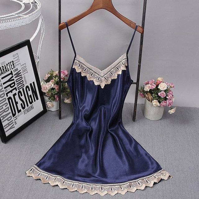 Women Sexy Lace Night Dress Lingerie Deep V Nightgowns Casual Home Dress Nightdress Fashion Sleepwear Summer Homewear #D