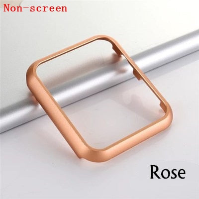 Glass+Frame matel case For Apple Watch 5 4 3 44mm 42mm iwatch band 40mm 38mm Metal bumper All-around screen protector frame